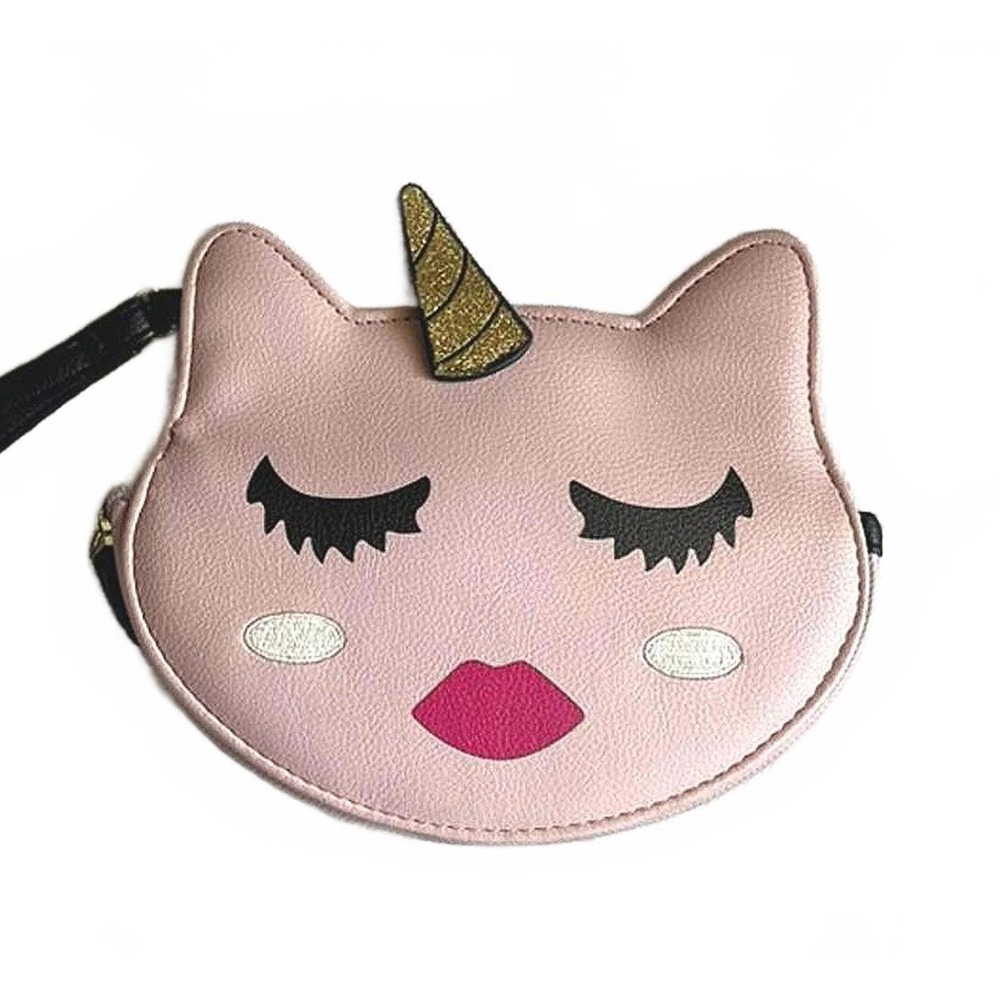 Luv Betsey Cat Unicorn Wristlet Purse Pink Gold Tone Whimsical Kid Core